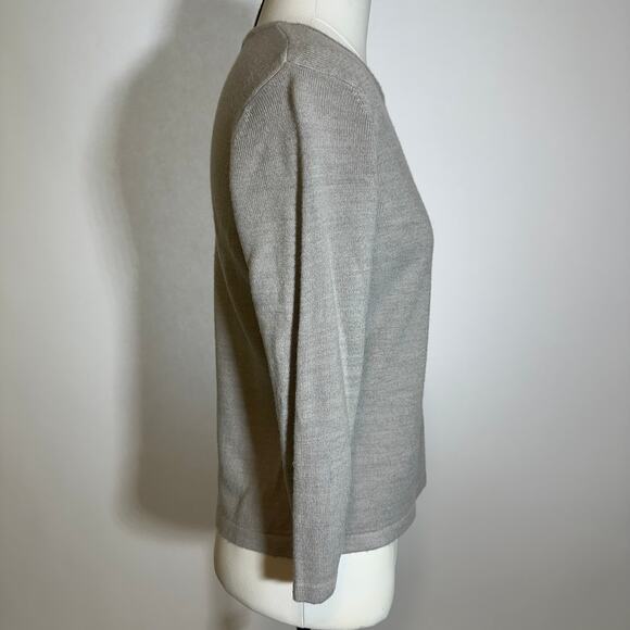 Evan Picone Gray Floral Embroidered 3/4 Sleeve Sweater Womens Size Small Vintage - Picture 3 of 10